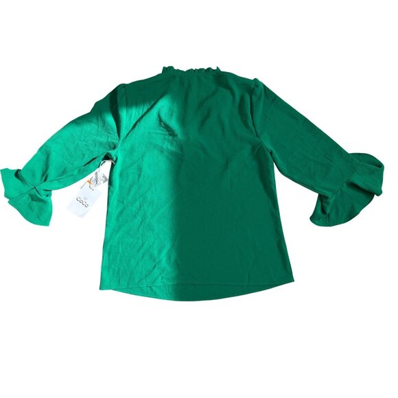 CeCe Anaya Ruffle Detail Blouse Lush Green S New With Tags - Picture 10 of 10